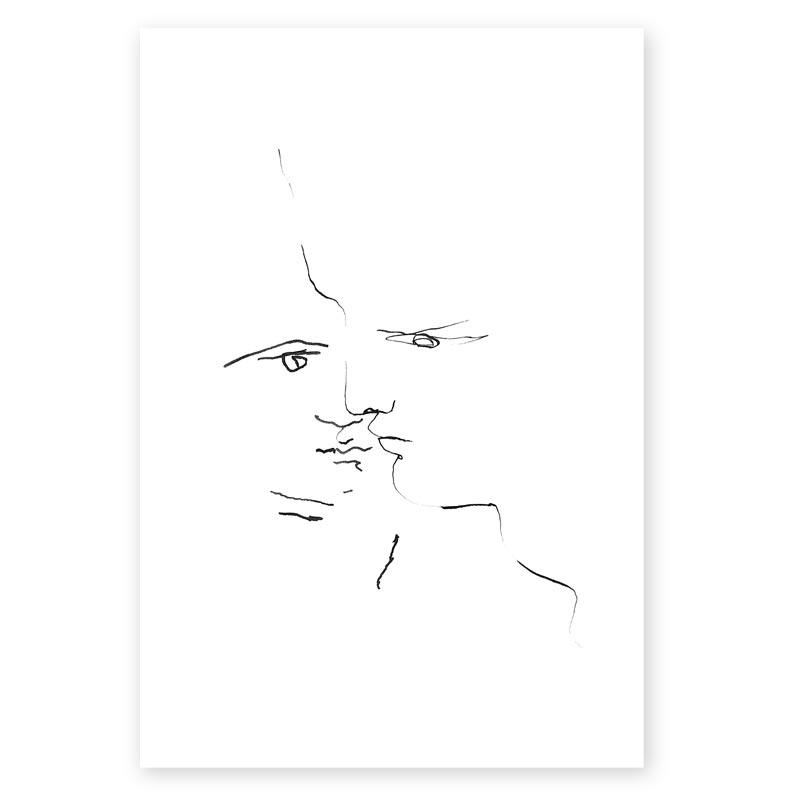 Zeichnung von Jean Cocteau - Portrait der Schönen und der Bestie